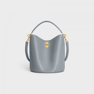 16 Celine Bucket Bag In Smooth Calfskin Bleu Grise | CL-593255