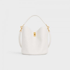 16 Celine Bucket Bag In Supple Grained Calfskin Blanche | CL-593258