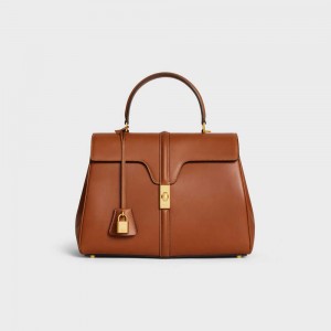 16 Celine Classique Bag In Natural Calfskin Marron | CL-593282