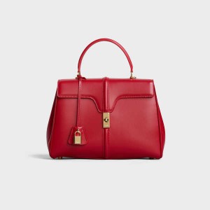 16 Celine Classique Bag In Satinated Calfskin Rouge | CL-593280