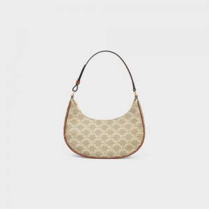 Ava Celine Bag In Triomphe Tela And Calfskin Beige | CL-593103