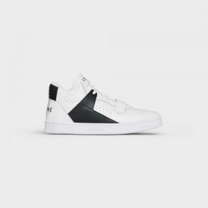 Basket Celine C02 Trainer Mid With Scratch In Calfskin Blanche Noir | CL-592542