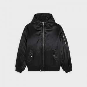 Blousons Celine Bomber In Satin-finish Nylon Noir | CL-591956