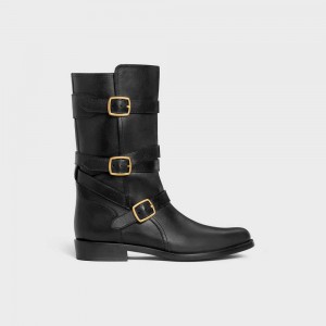 Botte Celine Lyra Triple Buckles In Calfskin Noir | CL-592500