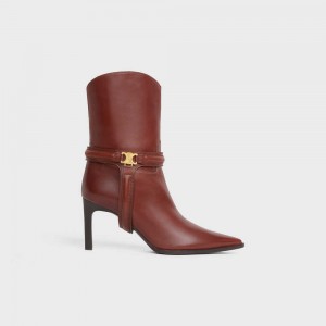 Botte Celine Verneuil Triomphe Harness Low In Calfskin Marron | CL-592492