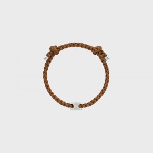 Bracelets Celine Triomphe Beach In Silk And Brass With Rhodium Finish Marron Argent | CL-591652