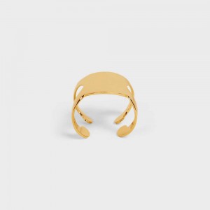 Bracelets Celine Triomphe Shadow Cuff In Brass With Gold Finish Doré | CL-592225