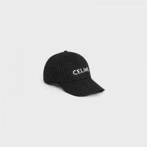 Casquette Celine Baseball In Rayé Flannel Noir | CL-591691