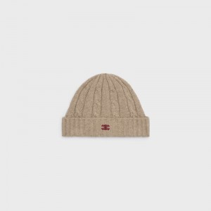 Casquette Celine Cable-knit Triomphe In Cashmere Grise Clair Marron | CL-591720