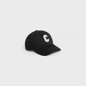 Casquette Celine Initial Baseball In Coton Noir | CL-591696