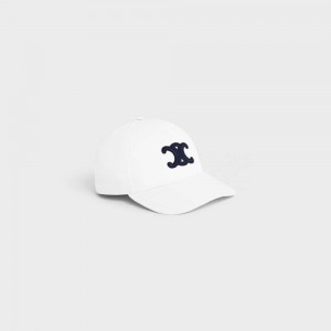 Casquette Celine Triomphe Baseball In Coton Blanche | CL-592358