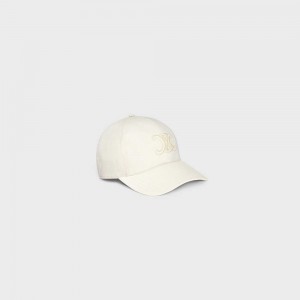 Casquette Celine Triomphe Baseball In Coton Blanche | CL-592357