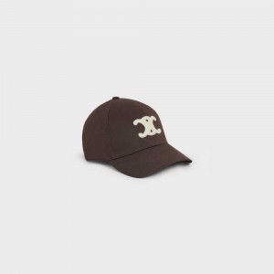 Casquette Celine Triomphe Baseball In Coton Chocolat | CL-592352