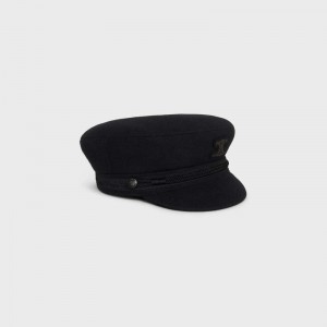 Casquette Celine Triomphe Sailor In Laine Cloth Noir | CL-591724