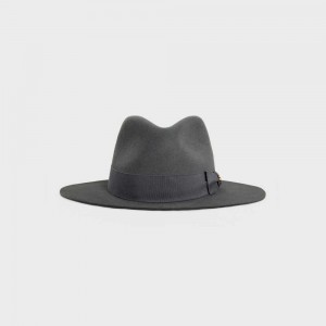 Chapeau Celine Fedora In Felt Grise Foncé | CL-592340