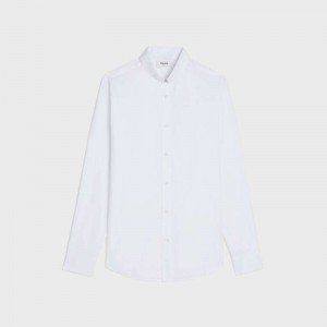 Chemises Celine Loose With Inverted Collar In Coton Poplin Blanche | CL-592177