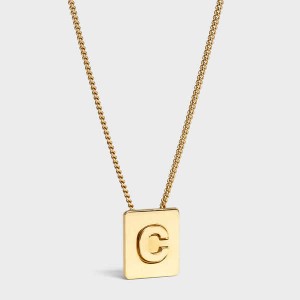 Colliers Celine Alphabet C In Brass With Gold Finish Doré | CL-592266