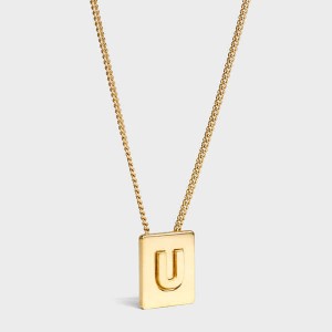 Colliers Celine Alphabet U In Brass With Gold Finish Doré | CL-592284