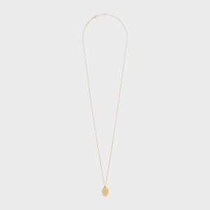 Colliers Celine Triomphe Folk Pearl In Brass With Gold Finish And Resin Pearls Doré Blanche | CL-592257