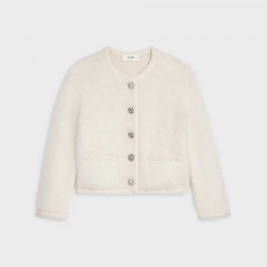 Knitwear Celine Cardigan In Brushed Mohair Blanche | CL-592699