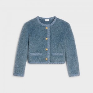 Knitwear Celine Cardigan In Brushed Mohair Bleu | CL-592697