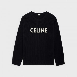 Knitwear Celine Oversized In Nervuré Laine Noir | CL-592101