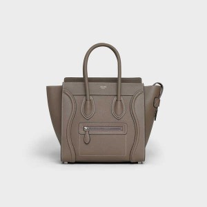 Luggage Celine Micro Handbag In Drummed Calfskin Marron | CL-593053