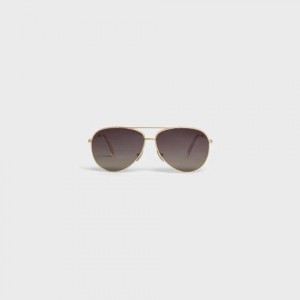 Lunette de Soleil Celine Metal Frame 01 In Metal With Polarized Lenses Doré Grise | CL-591758