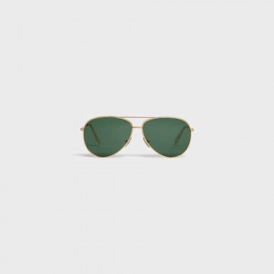 Lunette de Soleil Celine Metal Frame 01 In Metal With Mineral Glass Lenses Doré Vert | CL-591757