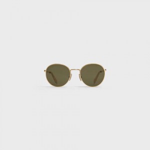 Lunette de Soleil Celine Metal Frame 06 In Metal With Mineral Glass Lenses Doré Vert | CL-591759