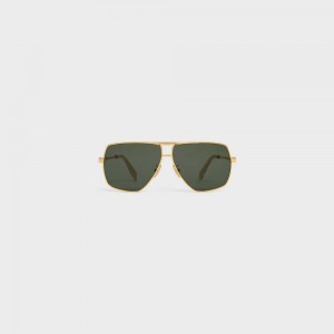 Lunette de Soleil Celine Metal Frame 24 In Metal Doré Vert | CL-592409