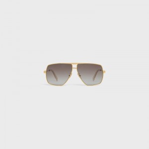 Lunette de Soleil Celine Metal Frame 25 In Metal With Polarized Lenses Doré Marron | CL-591755