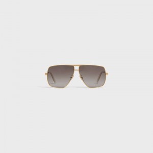 Lunette de Soleil Celine Metal Frame 25 In Metal With Polarized Lenses Doré Marron | CL-591754