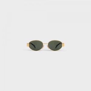 Lunette de Soleil Celine Triomphe Metal 01 In Metal Doré Vert | CL-592399