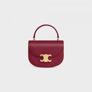 Mini Sacs Celine Besace Triomphe In Shiny Calfskin Bordeaux | CL-593030