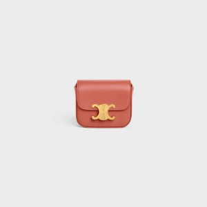 Mini Sacs Celine Triomphe In Shiny Calfskin Bordeaux | CL-593011