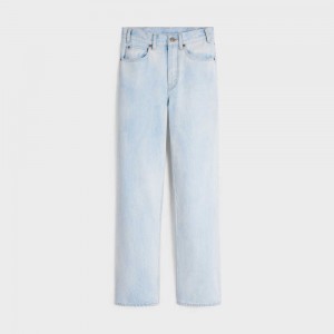 Pantalon Celine Margaret Jeans In Sun-faded Wash Denim Orange Lavage | CL-592716