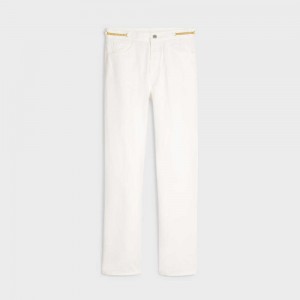 Pantalon Celine Polly Jeans In Optic Wash Denim Blanche Lavage | CL-592712