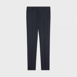 Pantalons Celine Classiche In Laine Gabardine Bleu Marine | CL-592021