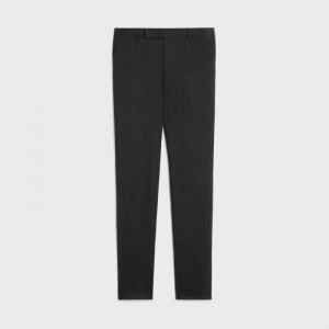 Pantalons Celine Classiche In Rayé Laine Noir Blanche | CL-592024