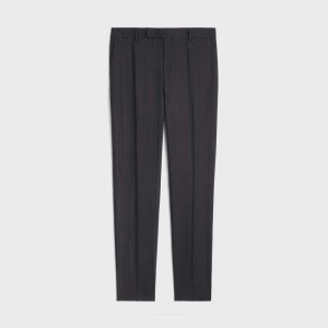 Pantalons Celine Classiche Rayé Flannel Noir | CL-592023