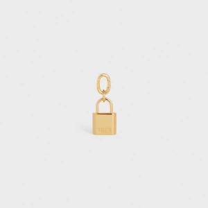 Petite Maroquinerie Celine Padlock Charm In Brass Doré | CL-592921