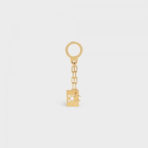 Petite Maroquinerie Celine Triomphe Plate Charm In Brass Doré | CL-592918