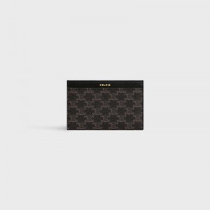 Porte-Carte Celine In Triomphe Tela And Calfskin Noir | CL-591800