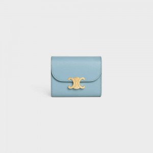 Portefeuilles Celine Small Triomphe In Shiny Calfskin Bleu | CL-592972