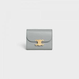 Portefeuilles Celine Small Triomphe In Shiny Calfskin Bleu | CL-592971