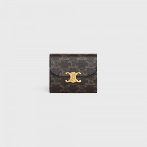 Portefeuilles Celine Small Triomphe In Triomphe Tela Marron | CL-592977