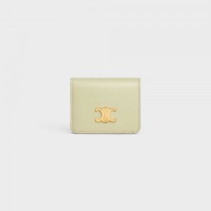 Portefeuilles Celine Triomphe Compact In Shiny Calfskin Vert | CL-592966