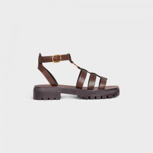 Sandale Celine Clea Triomphe Gladiator Chunky In Calfskin - Vegetal Tanning Marron Foncé | CL-592572