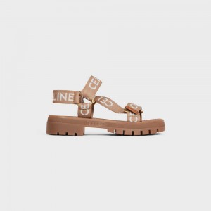 Sandale Celine Leo Lanières In Laine With Jacquard Beige Clair Blanche | CL-592592